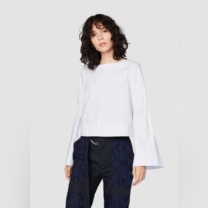DEREK LAM 6 white Boxy cotton poplin bell sleeve pull over